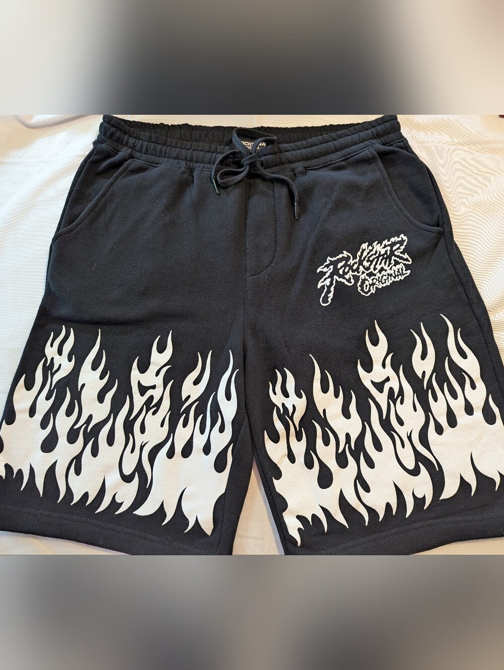 Men's Rockstar Original Black And White Fleece Shorts Size Large BNWTOT